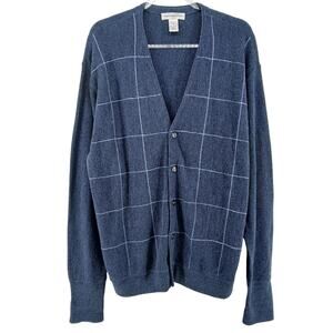 Vintage Cypress Links Checkered Knit Button Cardigan Sweater Mens XL Old Money